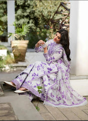 ANEELAS PRINTED Linen EMBROIDERY DRESS 3 PIECE V518