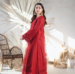 QALAMKAR - 3PC LAWN EMBROIDERED SHIRT WITH JACQUARD WEAVED EMBROIDERED DUPATTA AND COTTON TROUSER \ 7877