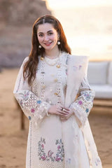 QALAMKAR 3PC Lawn Embroidered Shirt With Organza