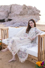 QALAMKAR 3PC Lawn Embroidered Shirt With Organza